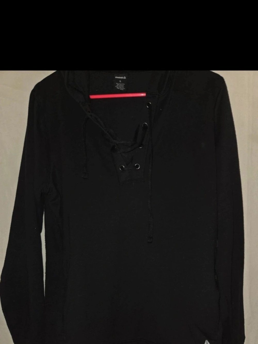 Reebok Black Lace-Up V-Neck Women's Sweater